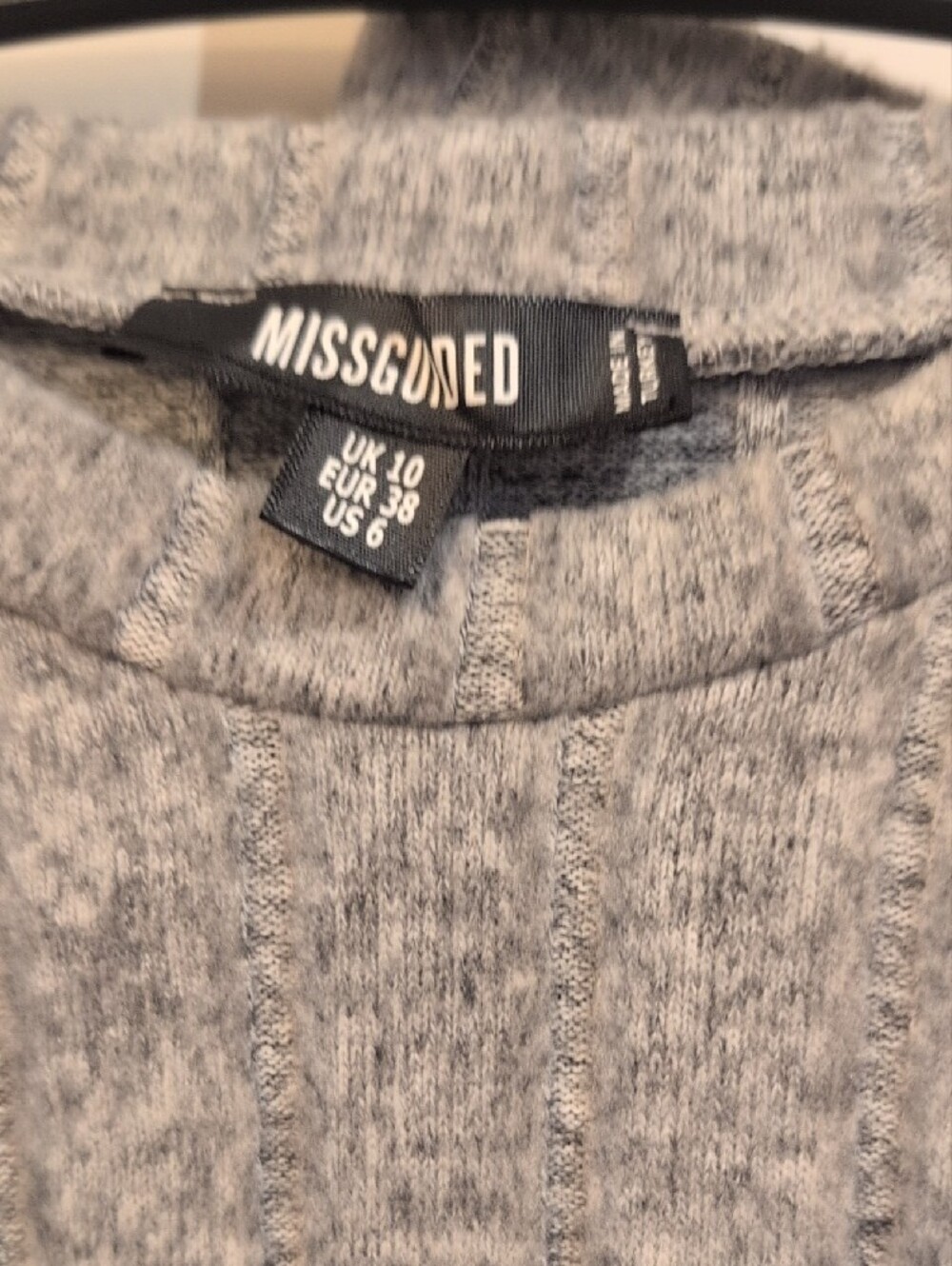 Missguided Gray Ribbed Crewneck Sweater Co-ord Set - Size 6 - Picture 3 of 4